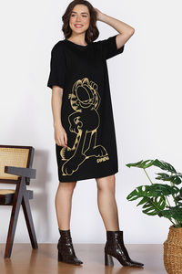 Zivame 2 Mile Fashion Knit Cotton Loungewear Dress - Black Beauty — thumbnail 4